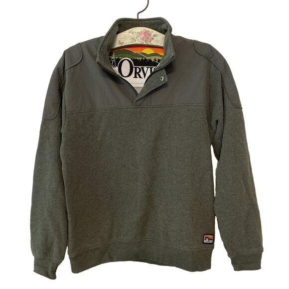 Orvis Signature Quarter-Zip Snap Sweatshirt Men's M Green - Picture 1 of 9